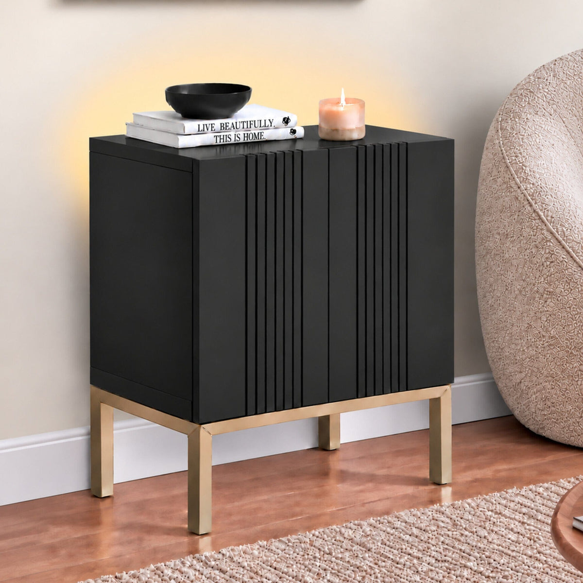 Frank Olsen Iona Black Lamp Table with Mood Lighting