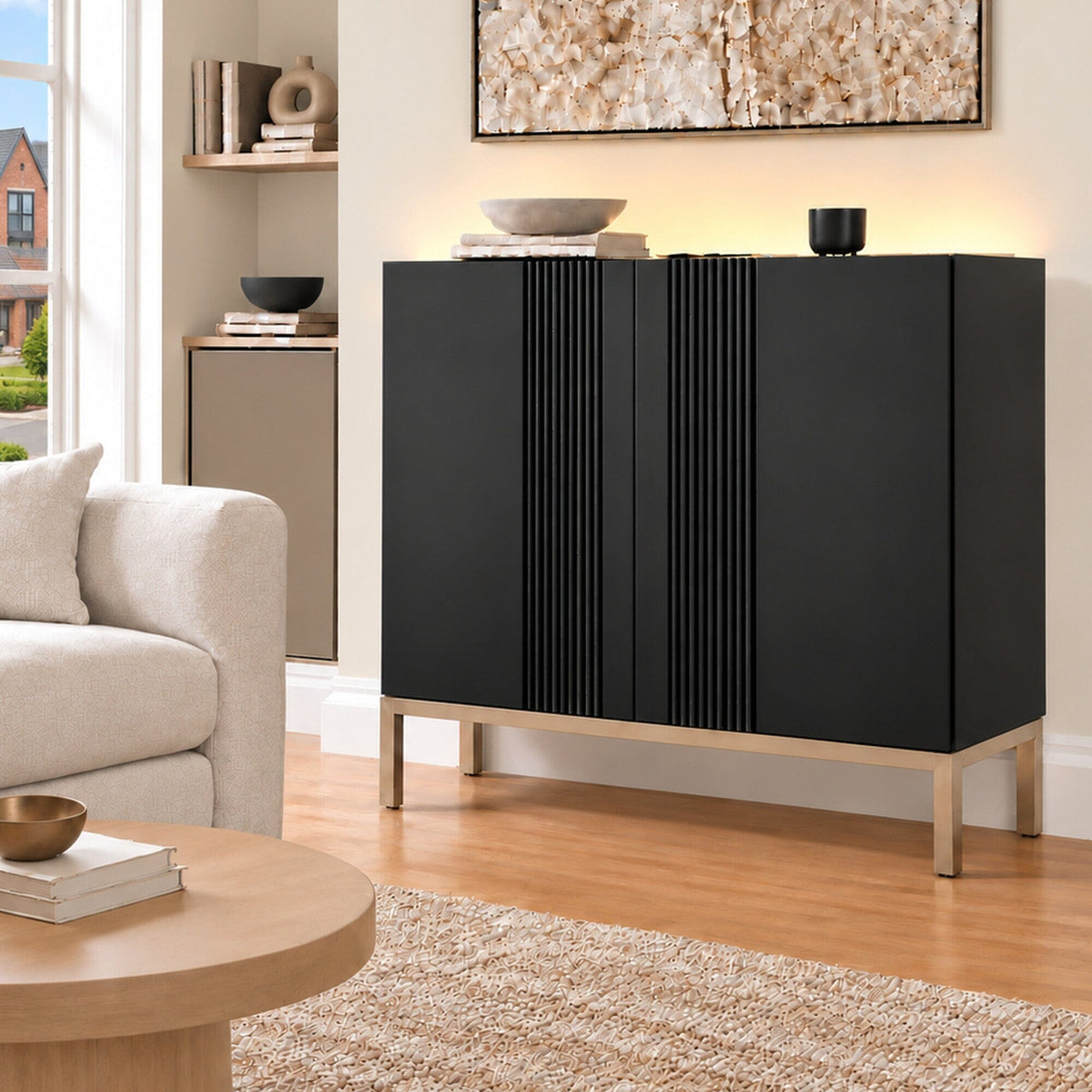 Frank Olsen Iona Black Tall Sideboard with Mood Lighting
