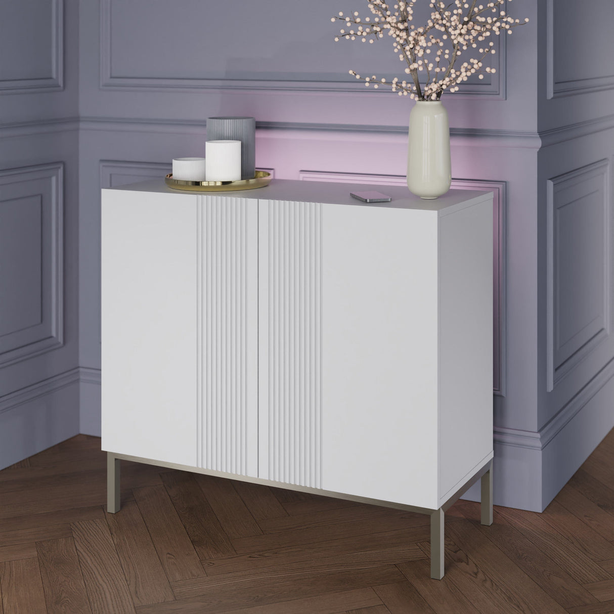 Frank Olsen Iona White Small Sideboard with Mood Lighting