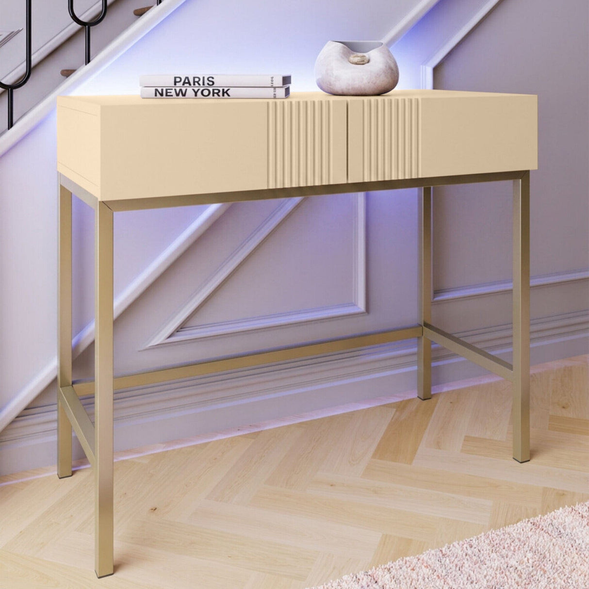 Frank Olsen Iona Natural Stone Console Table with Mood Lighting