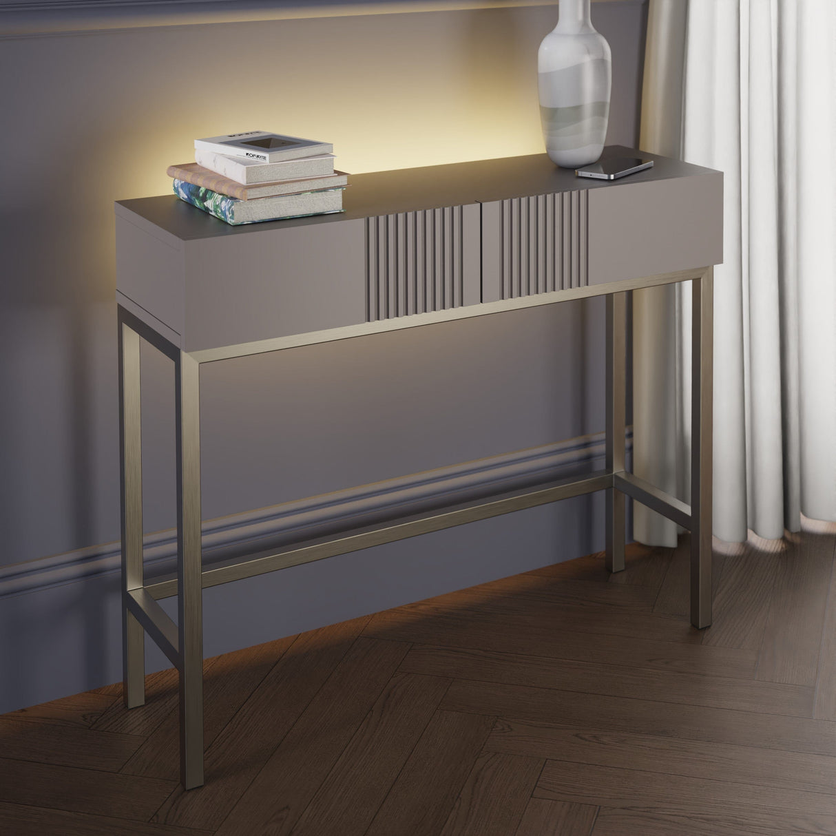 Frank Olsen Iona Grey Console Table with Mood Lighting