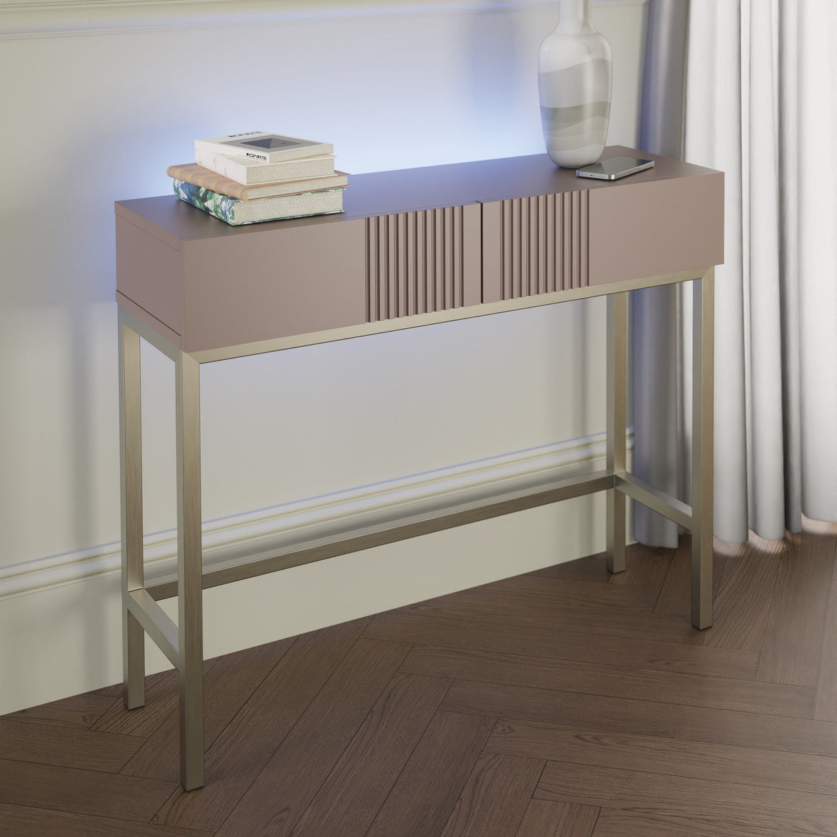 Frank Olsen Iona Mulberry Console Table with Mood Lighting
