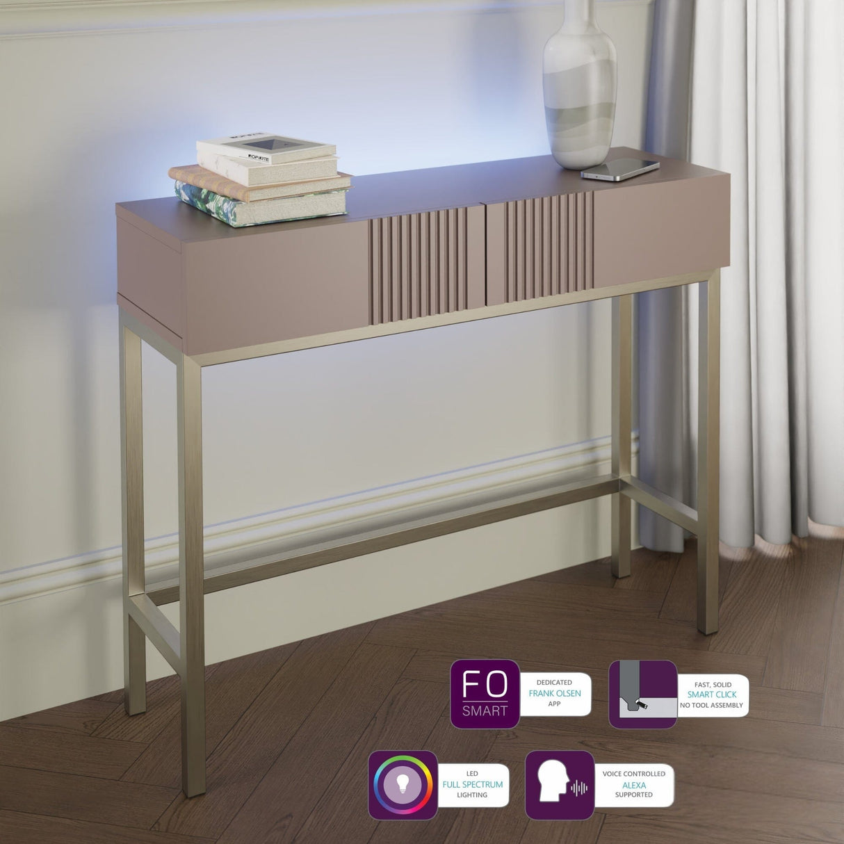 Frank Olsen Iona Mulberry Console Table with Mood Lighting