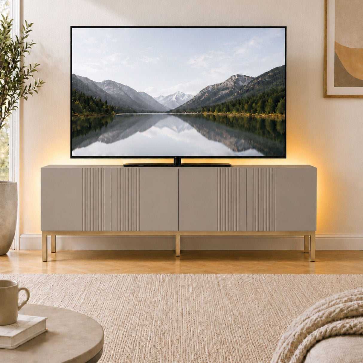 Frank Olsen Iona Grey TV Cabinet with Mood Lighting for TV's up to 70"