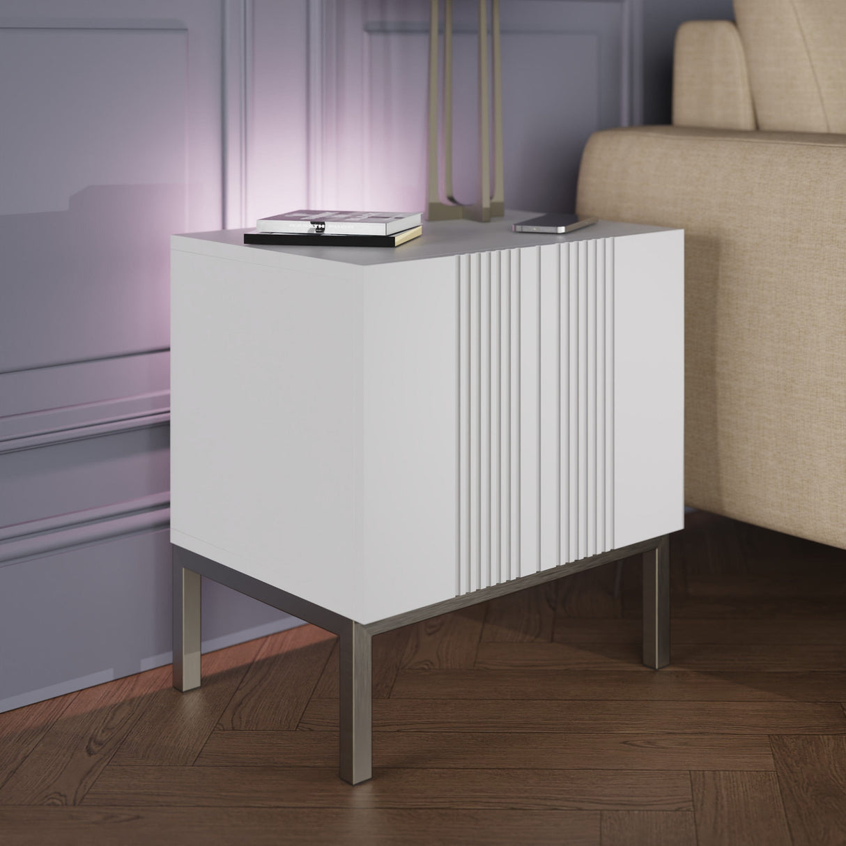 Frank Olsen Iona White Lamp Table with Mood Lighting