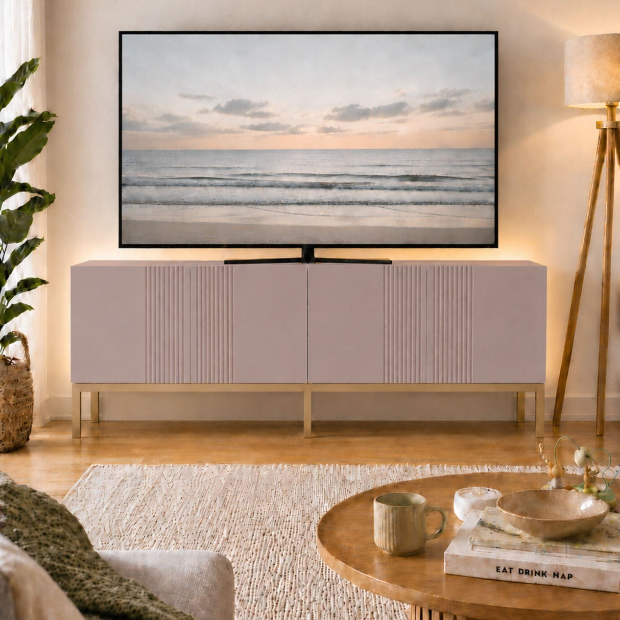 Frank Olsen Iona Mulberry TV Cabinet with Mood Lighting for TV's up to 70"