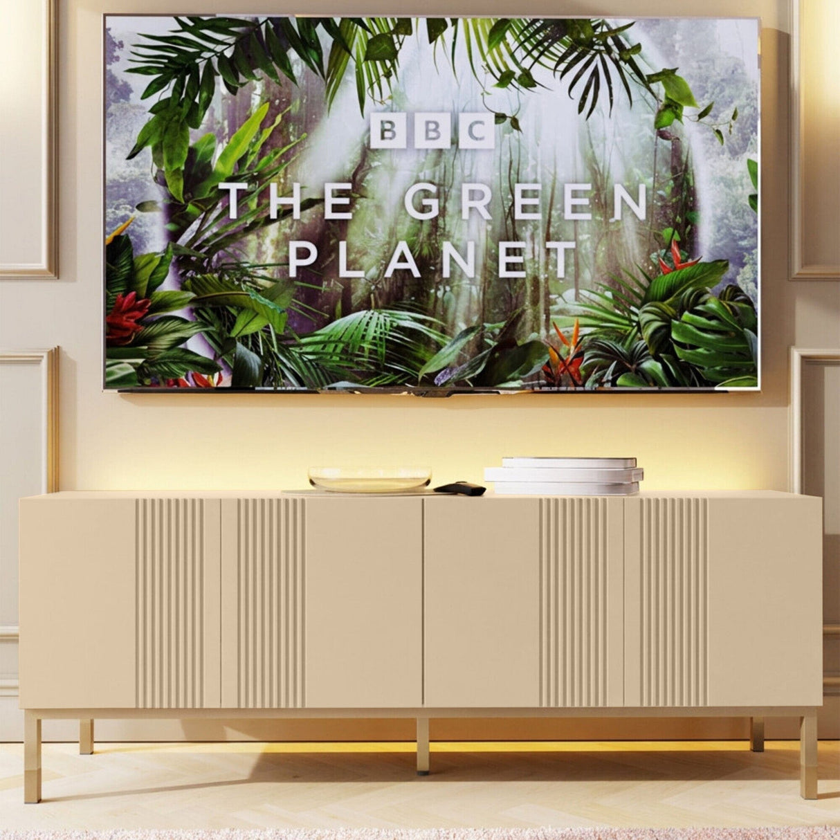 Frank Olsen Iona Natural Stone TV Cabinet with Mood Lighting for TV's up to 70"