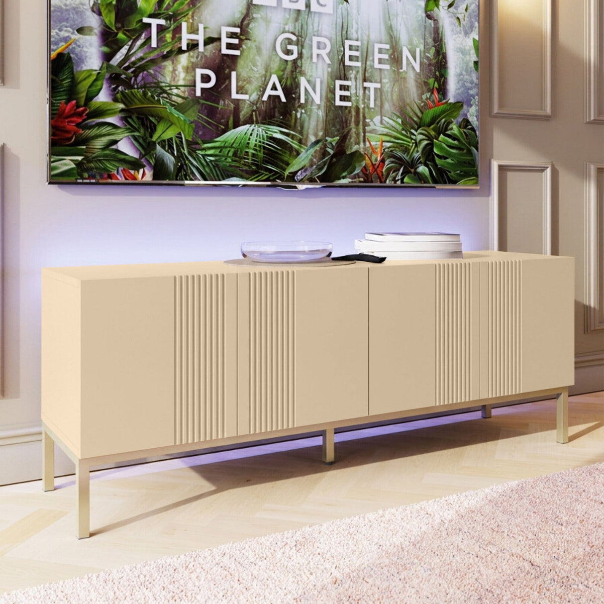 Frank Olsen Iona Natural Stone TV Cabinet with Mood Lighting for TV's up to 70"