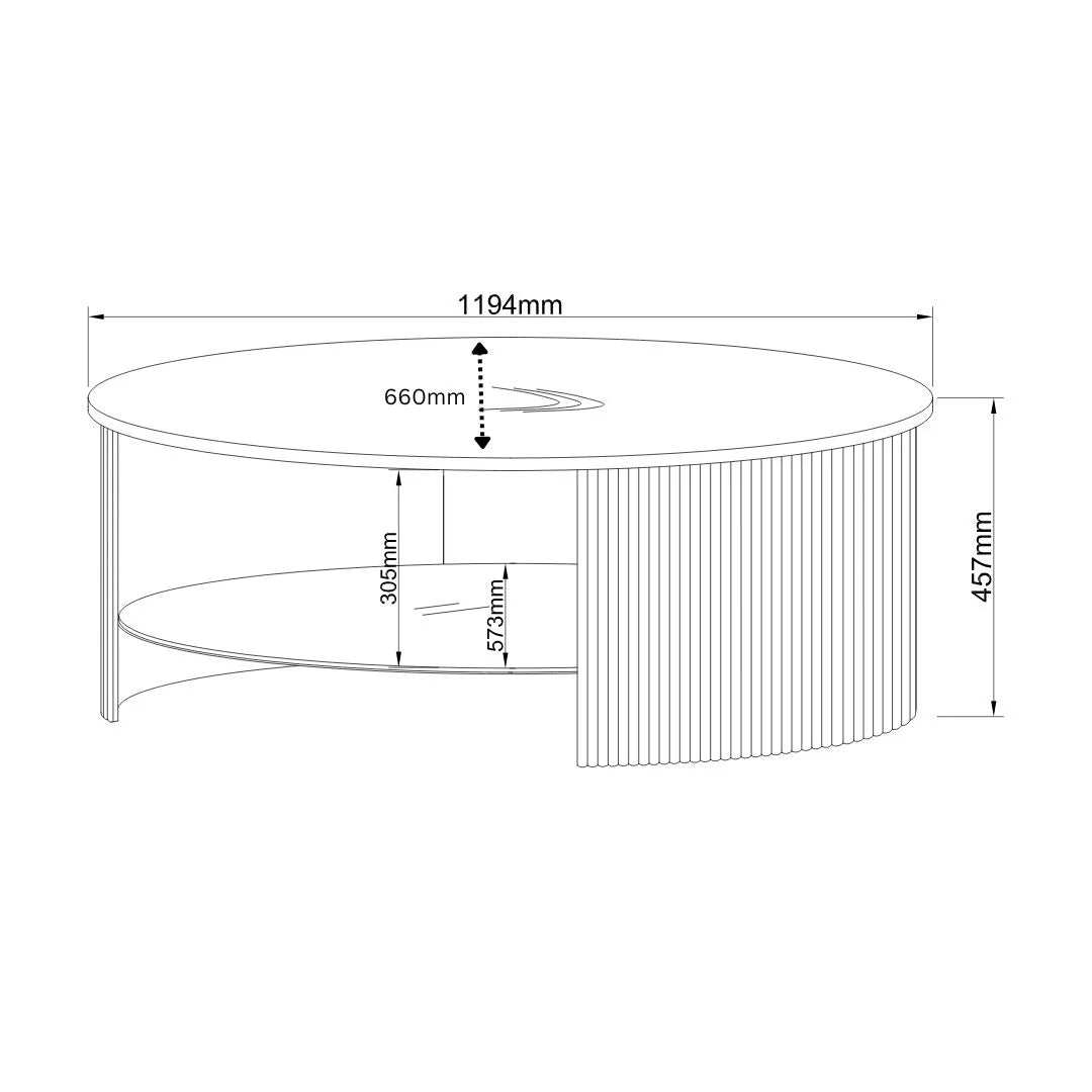 Jual Roma Walnut Fluted Curved Coffee Table