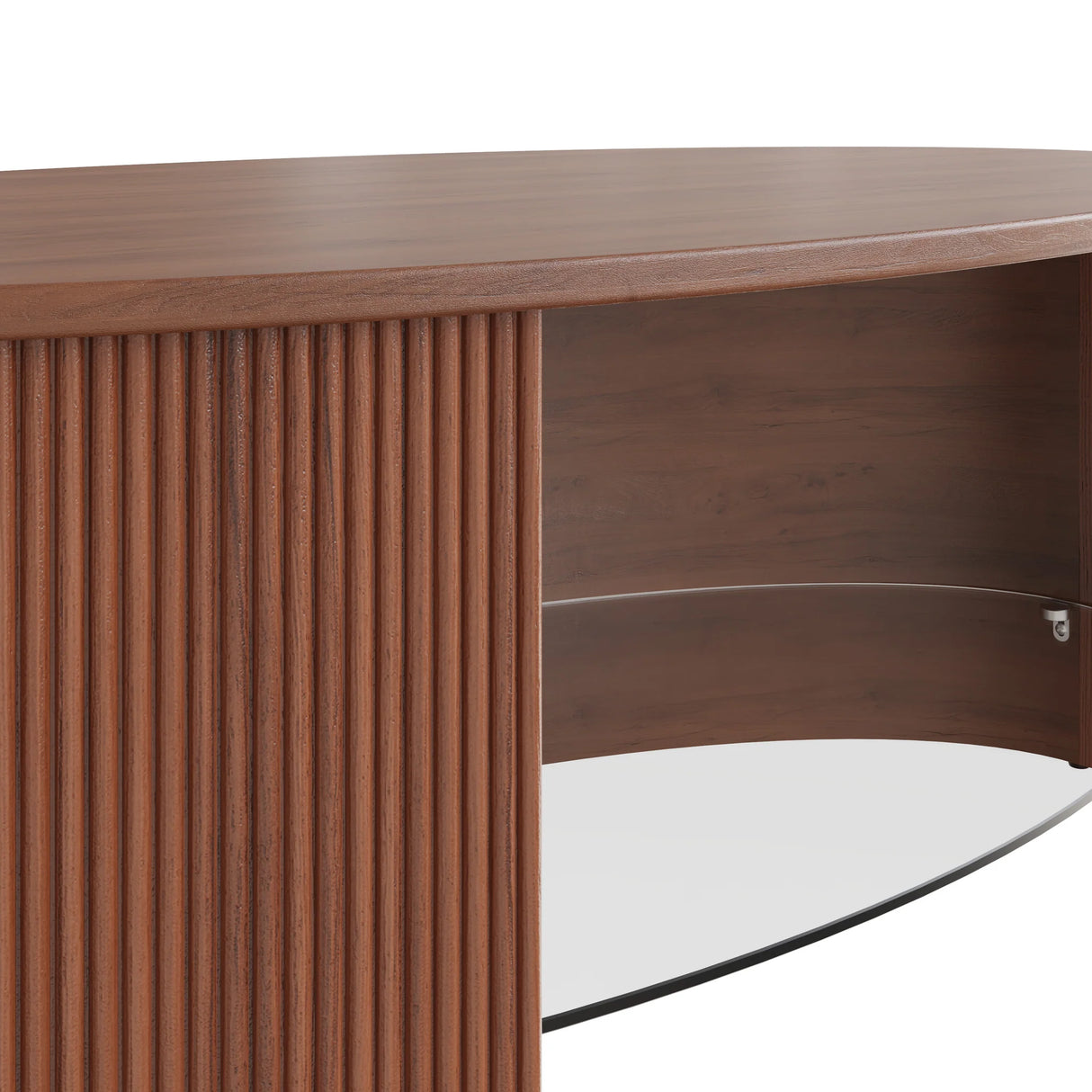 Jual Roma Walnut Fluted Curved Coffee Table