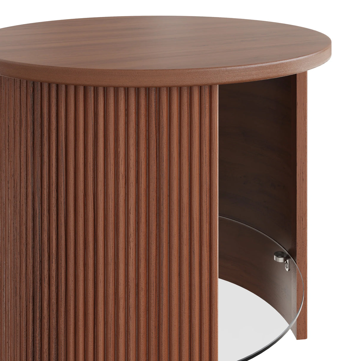 Jual Roma Walnut Fluted Curved Side Table