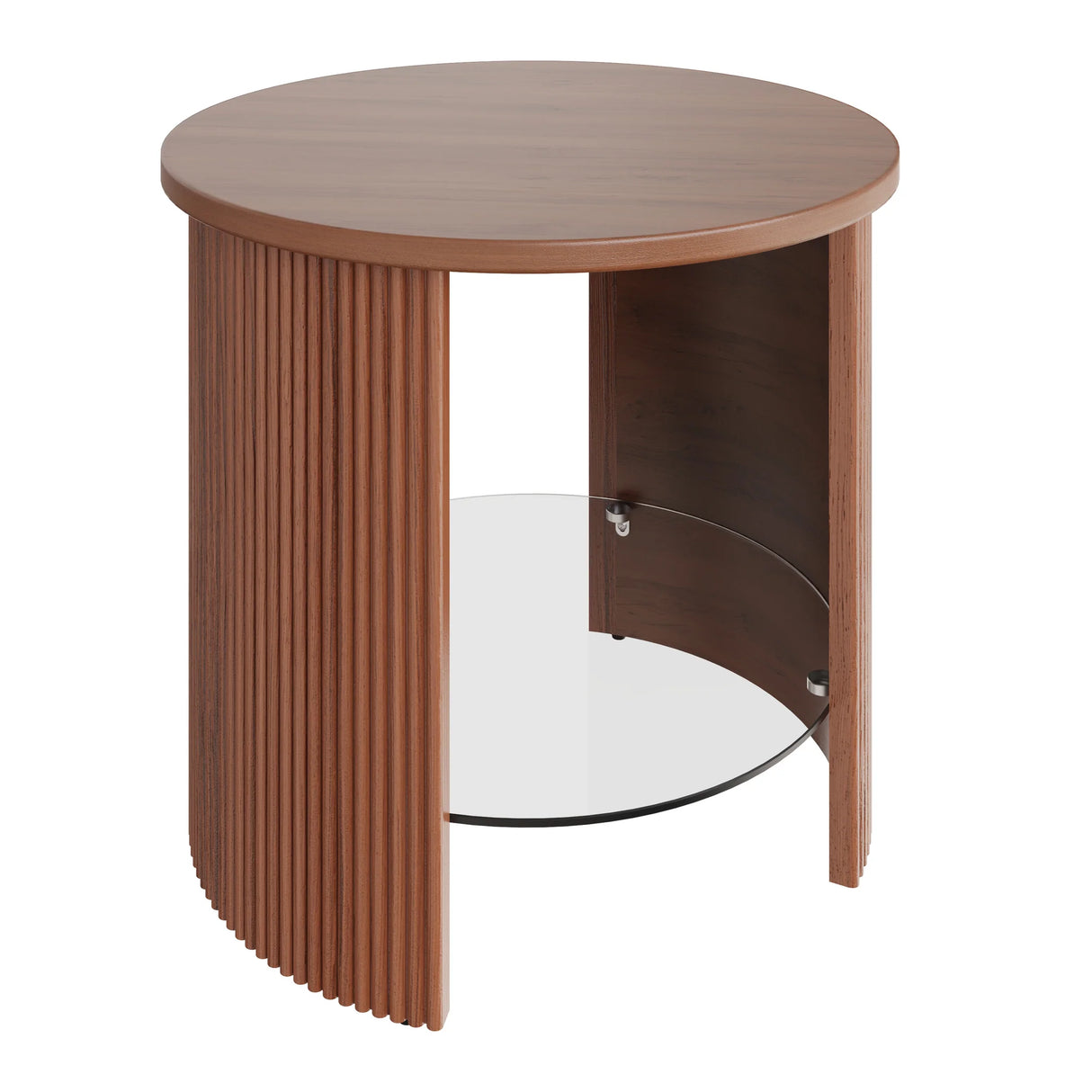 Jual Roma Walnut Fluted Curved Side Table