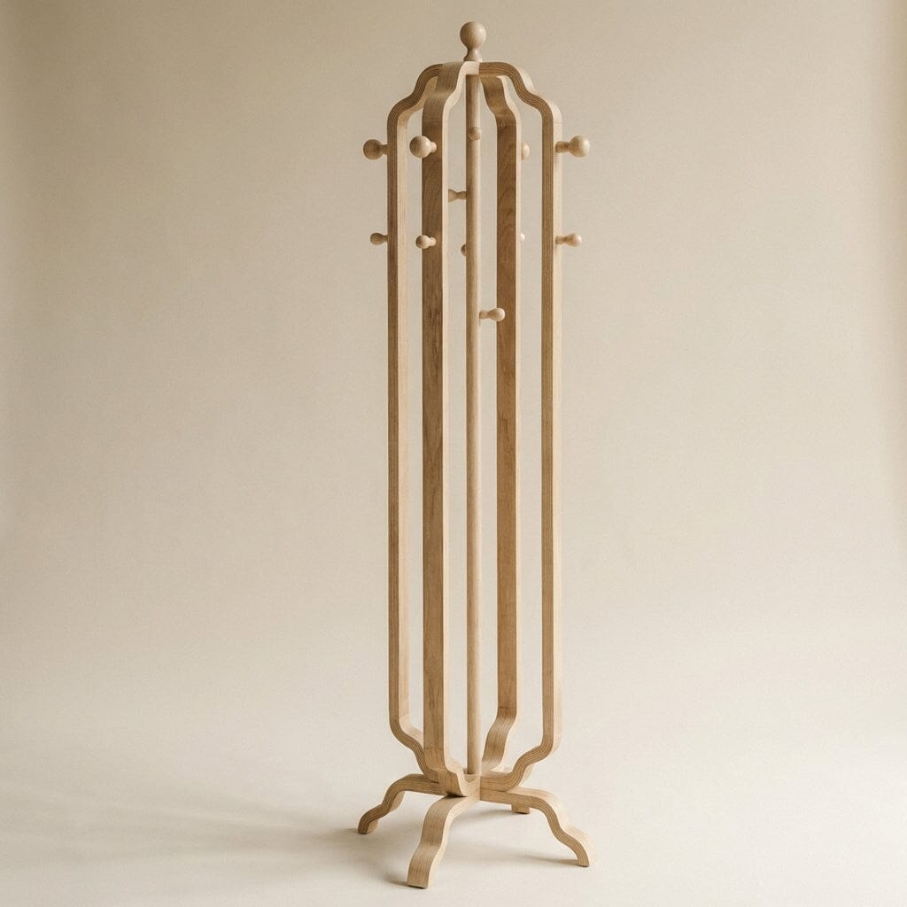 Jual San Marino Curved Oak Coat Stand (JF505)