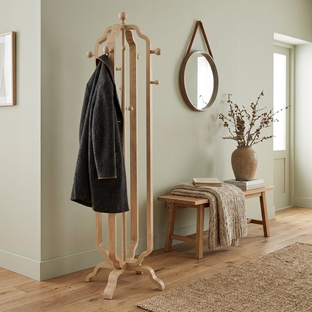 Jual San Marino Curved Oak Coat Stand (JF505)