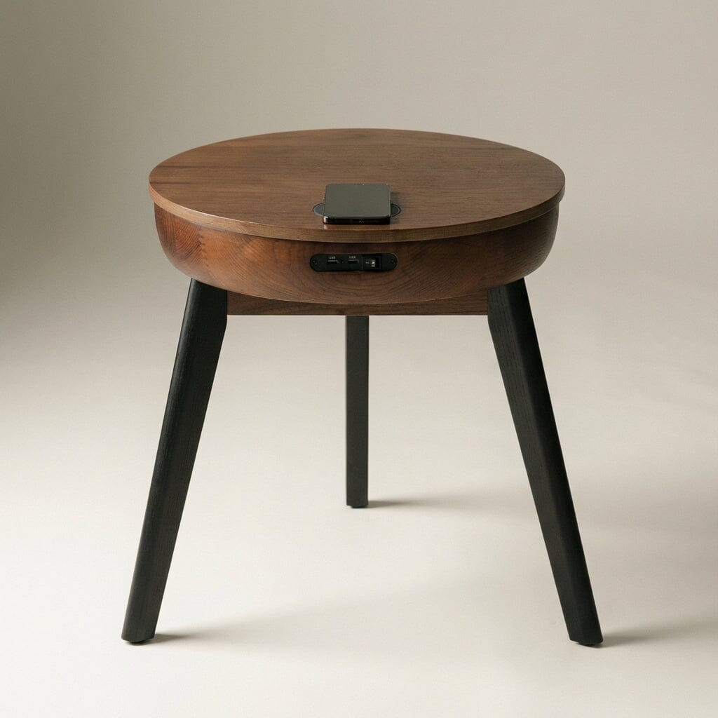 Jual San Francisco Smart Lamp Table With Wireless Charging And Speakers in Walnut (JF710WB)