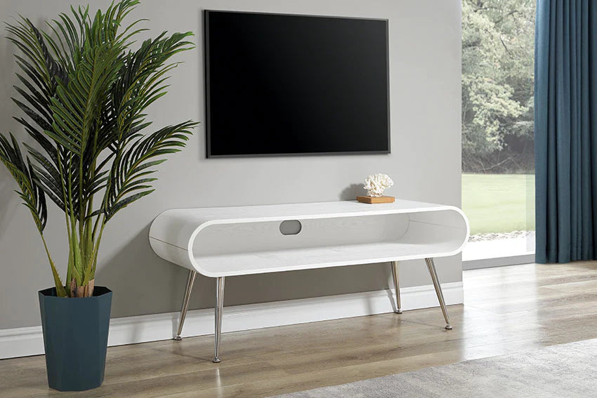 Jual Auckland White and Chrome TV Stand (JF720)
