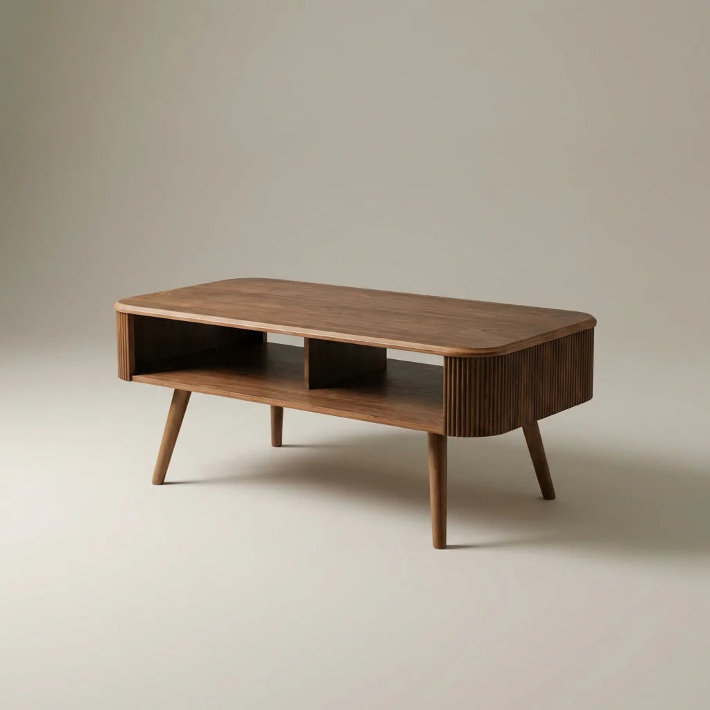 Jual JF814 Oslo Walnut Fluted Coffee Table