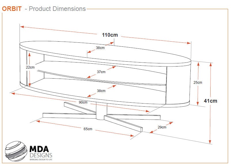 MDA Designs Orbit Black Black TV Cabinet