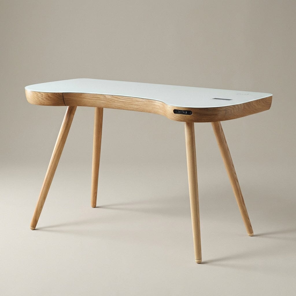 Jual San Francisco Smart Desk With Speakers And Wireless Charging in Oak and White Glass (PC711)