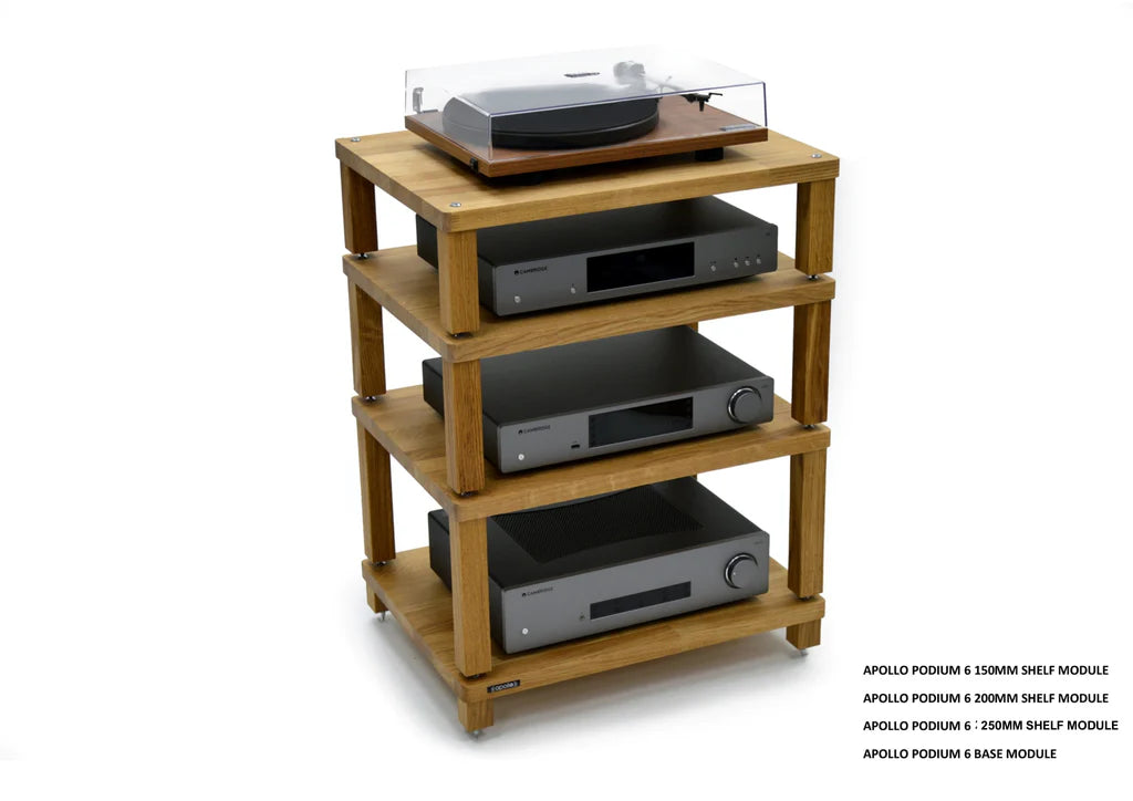 Apollo Podium 6 Natural Oak 4 Shelf Modular Hi-Fi Rack