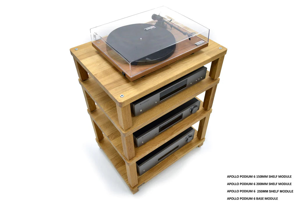 Apollo Podium 6 Natural Oak 4 Shelf Modular Hi-Fi Rack