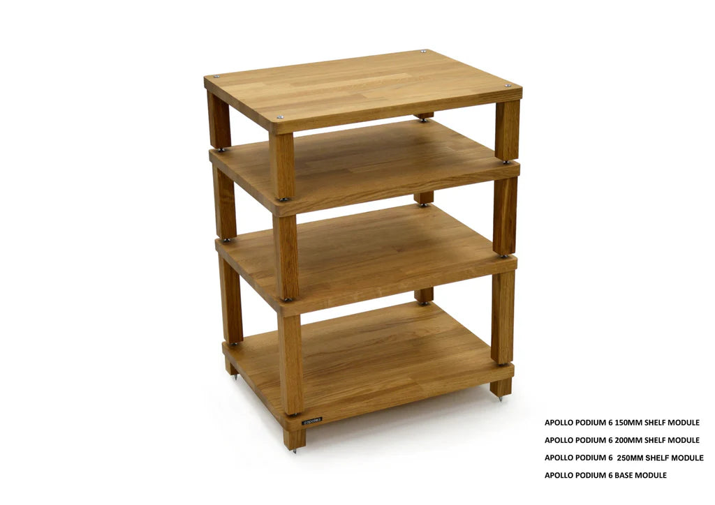 Apollo Podium 6 Natural Oak 4 Shelf Modular Hi-Fi Rack