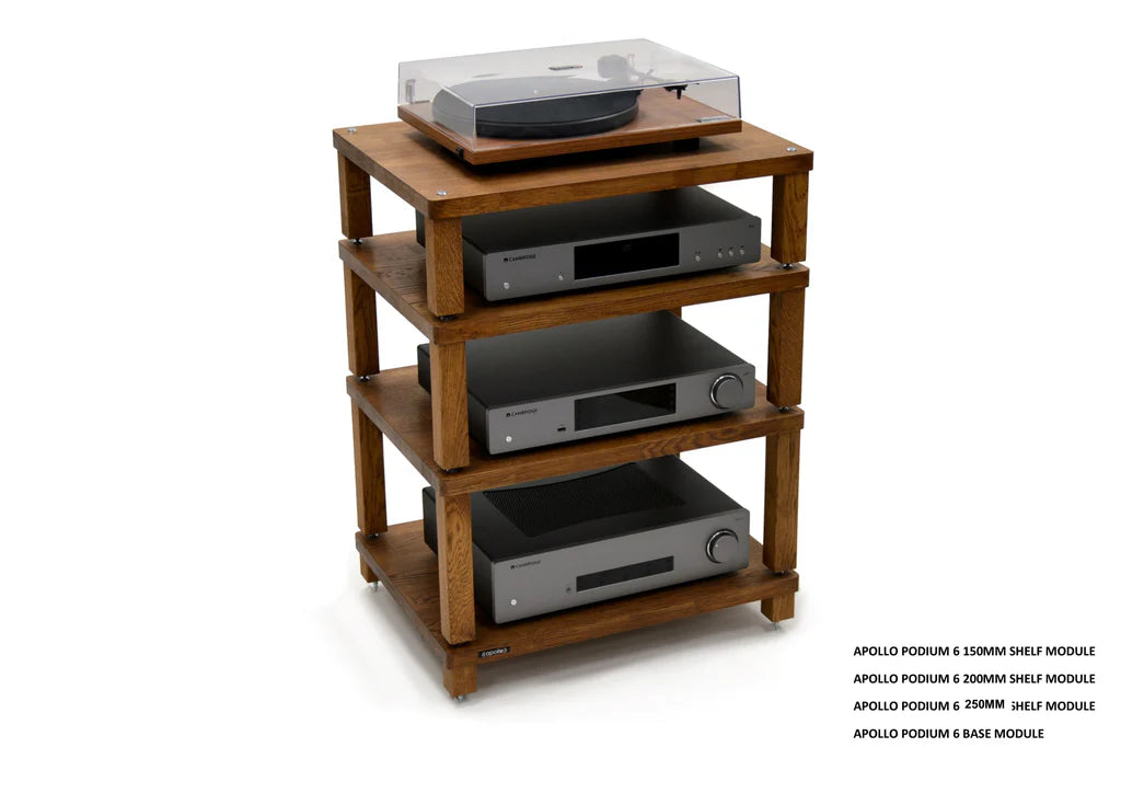 Apollo Podium 6 Dark Oak 4 Shelf Modular Hi-Fi Rack