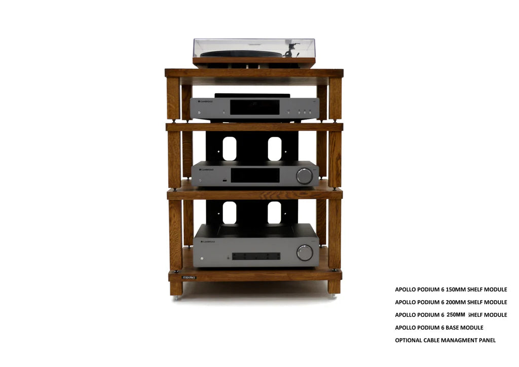 Apollo Podium 6 Dark Oak 4 Shelf Modular Hi-Fi Rack