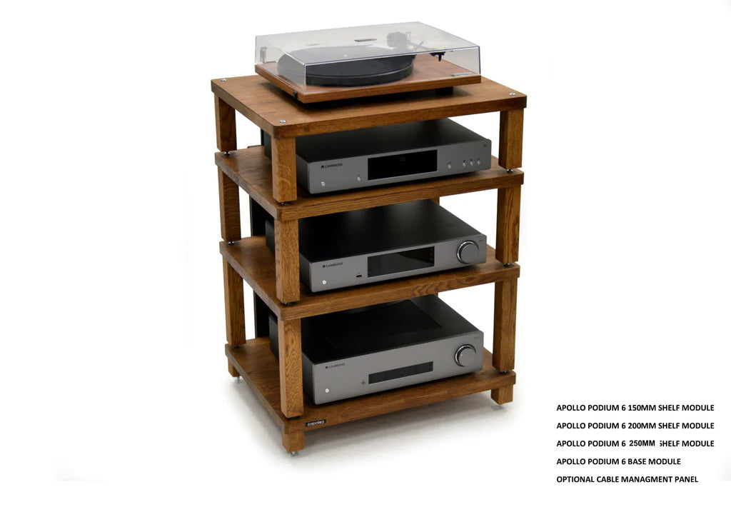 Apollo Podium 6 Dark Oak 4 Shelf Modular Hi-Fi Rack