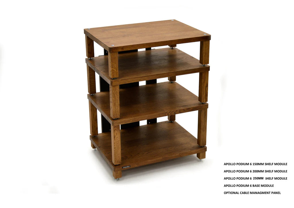 Apollo Podium 6 Dark Oak 4 Shelf Modular Hi-Fi Rack