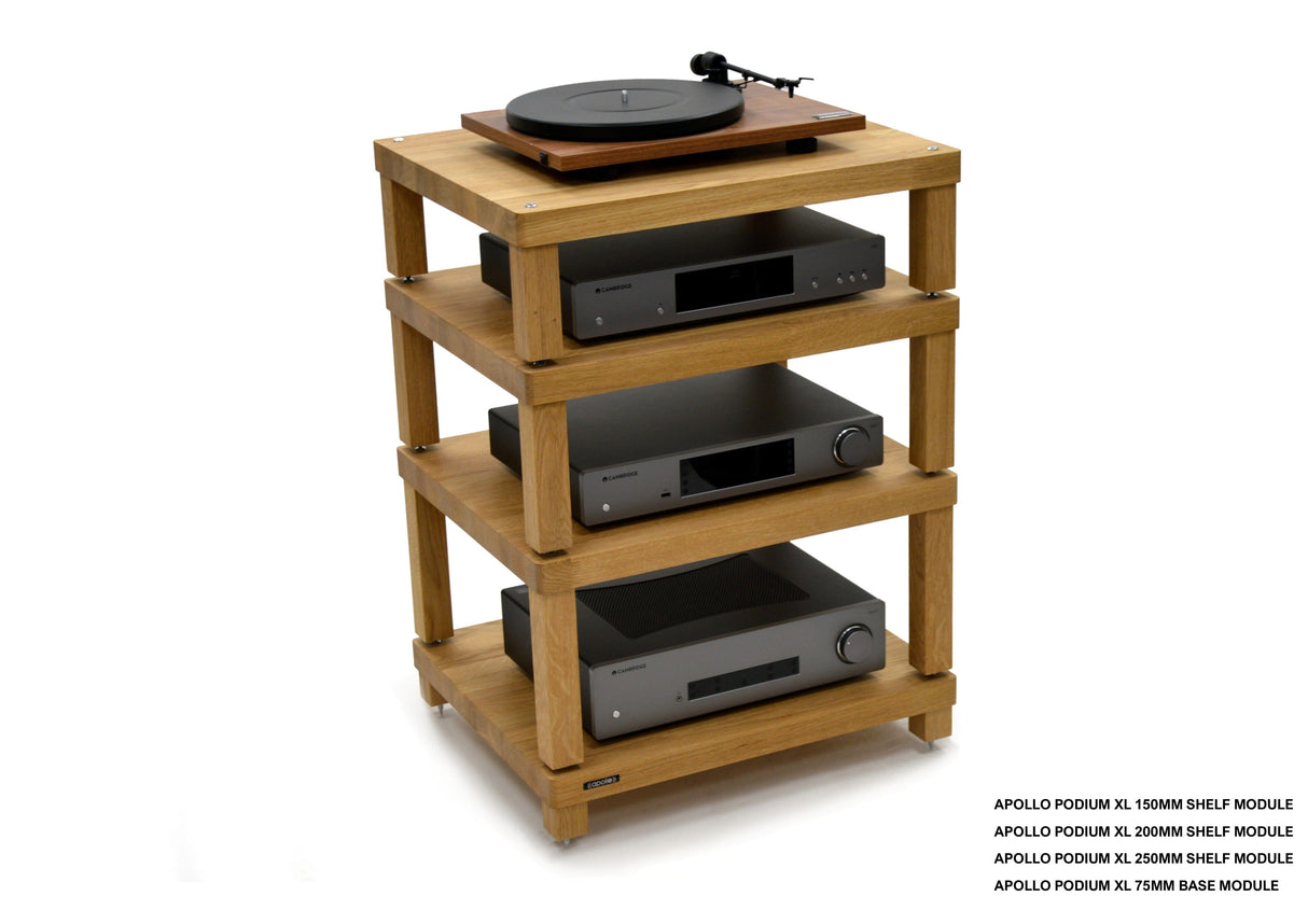 Apollo Podium 6 XL Natural Oak 4 Shelf Modular Hi-Fi Rack