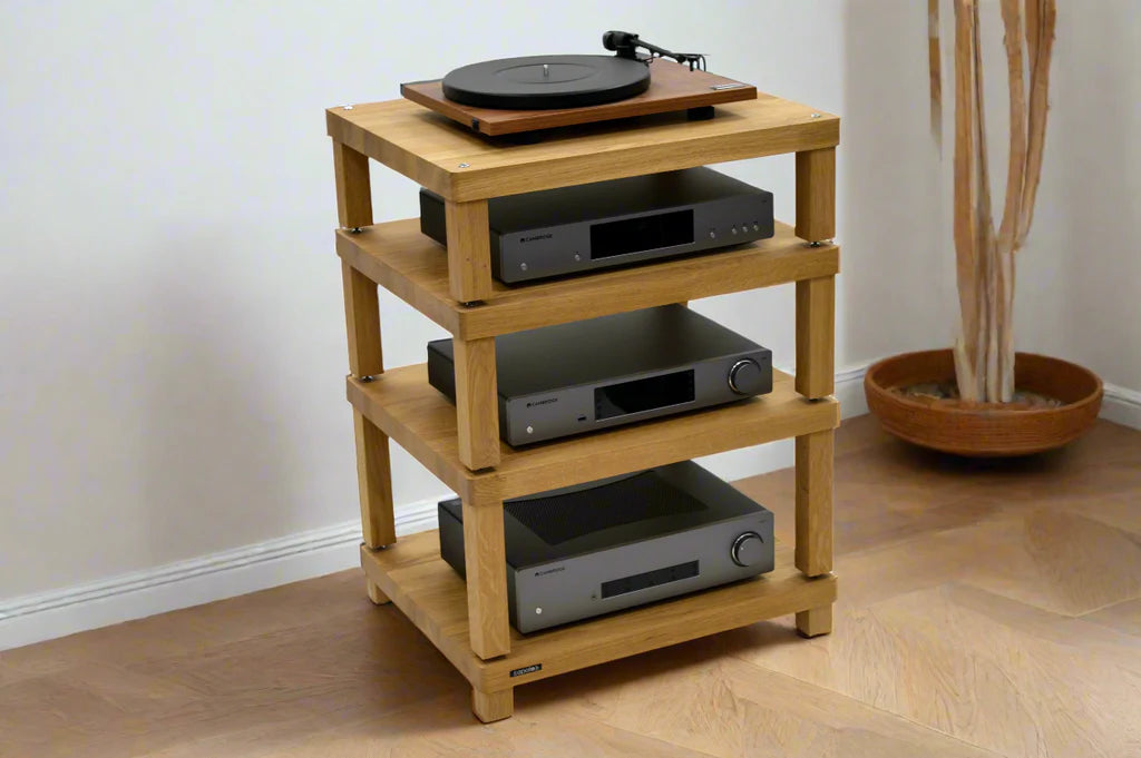 Apollo Podium 6 XL Natural Oak 4 Shelf Modular Hi-Fi Rack