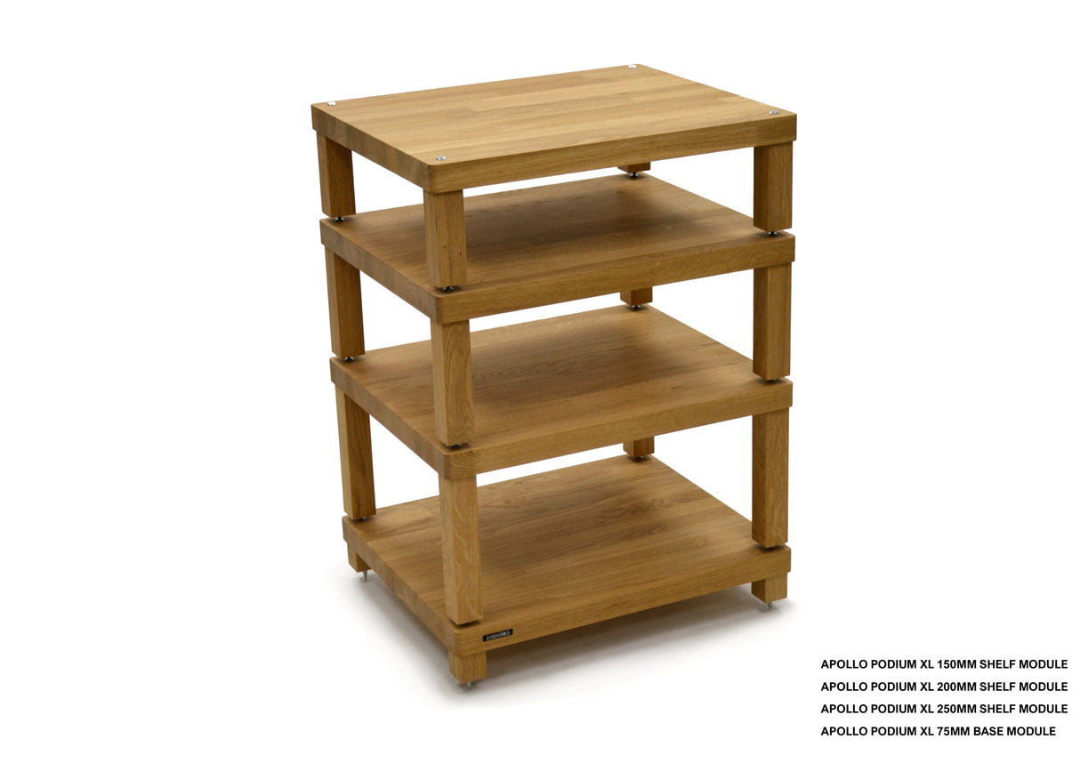 Apollo Podium 6 XL Natural Oak 4 Shelf Modular Hi-Fi Rack