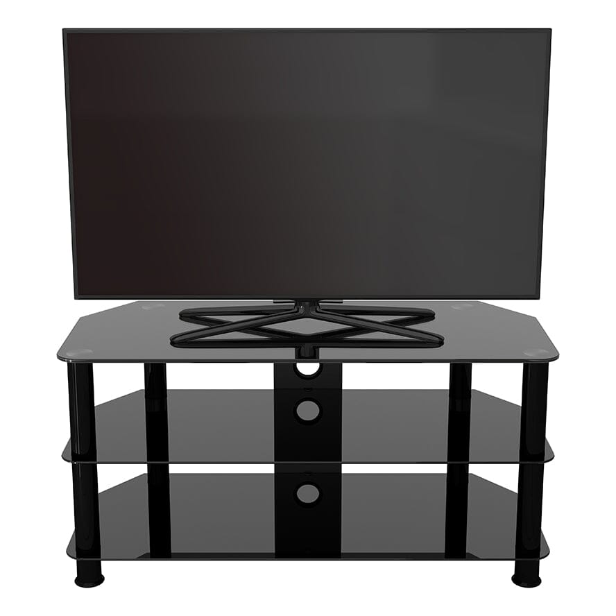 AVF Classic 1m Glass Corner TV Stand with Cable Management - Black