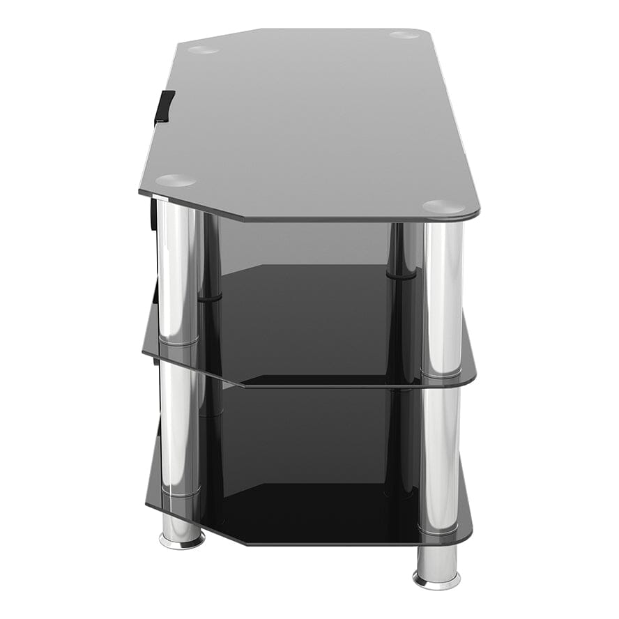 AVF Classic 1m Glass Corner TV Stand with Cable Management - Black & Chrome