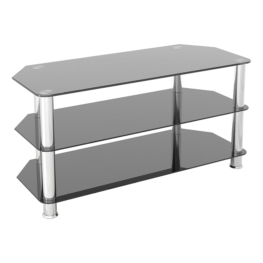 AVF Classic 1m Glass Corner TV Stand - Black & Chrome