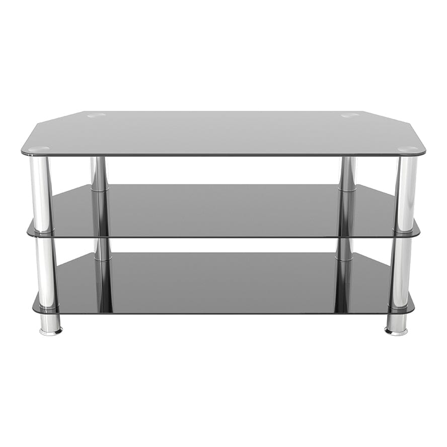 AVF Classic 1m Glass Corner TV Stand - Black & Chrome