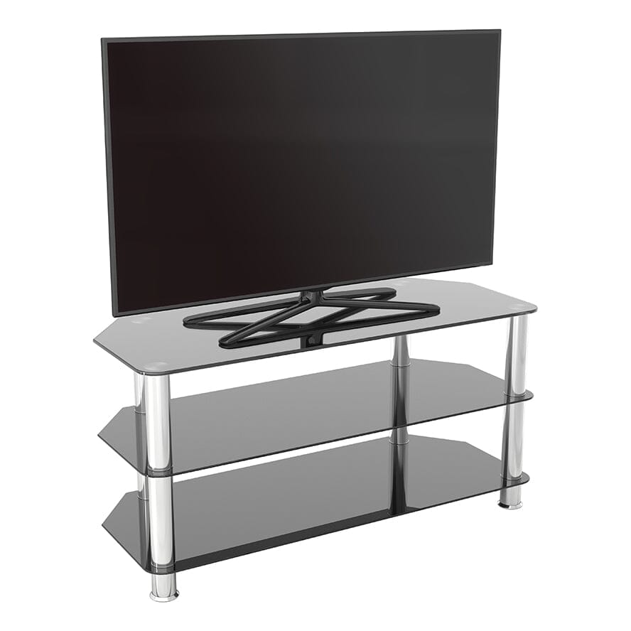 AVF Classic 1m Glass Corner TV Stand - Black & Chrome