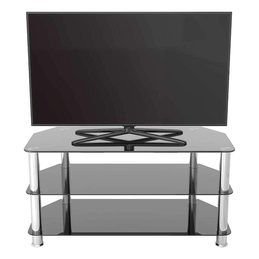 AVF Classic 1m Glass Corner TV Stand - Black & Chrome