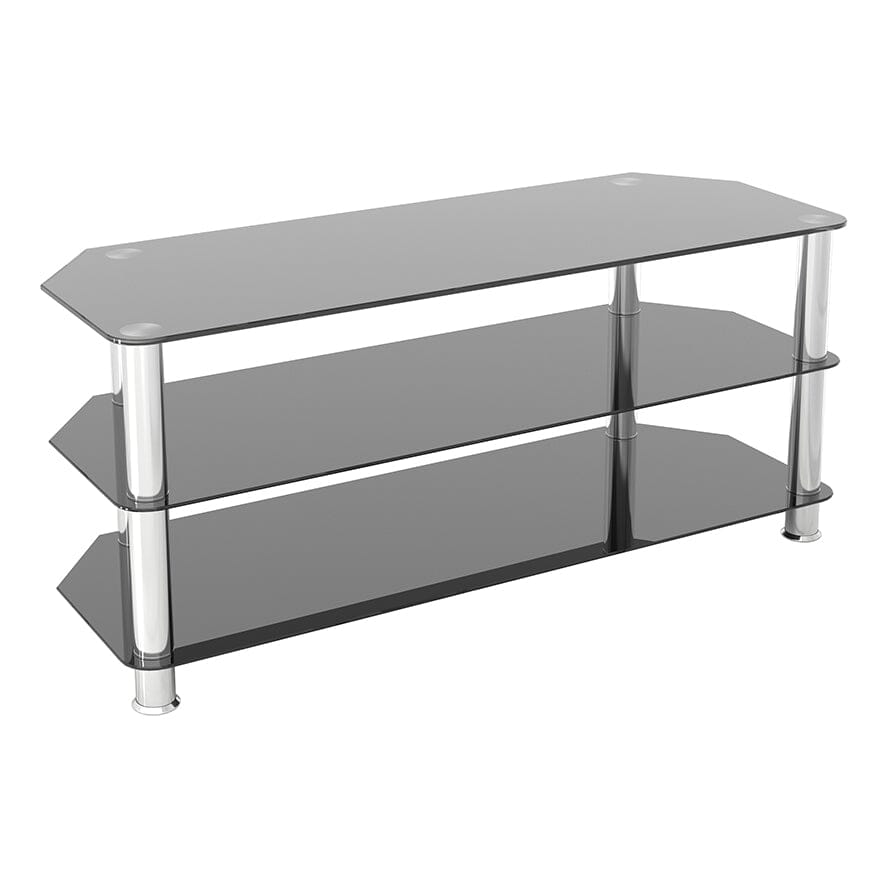 AVF Classic 1.14m Glass Corner TV Stand - Black & Chrome