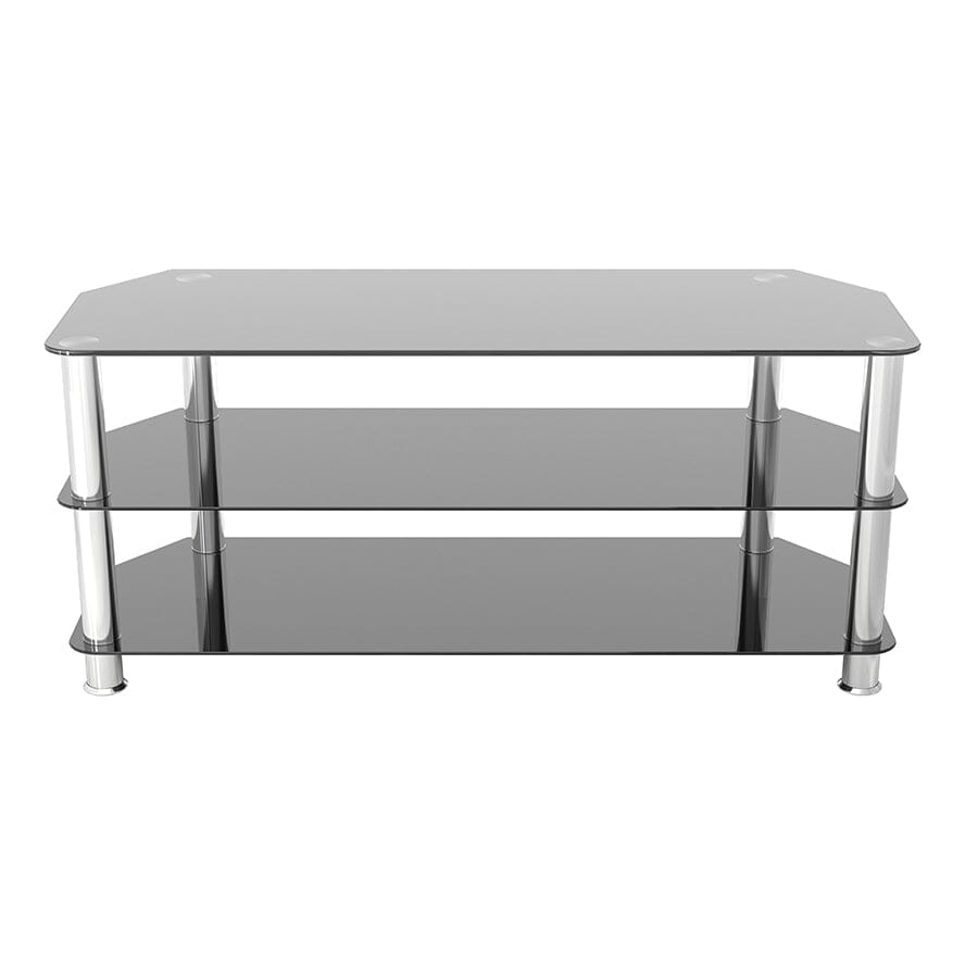 AVF Classic 1.14m Glass Corner TV Stand - Black & Chrome