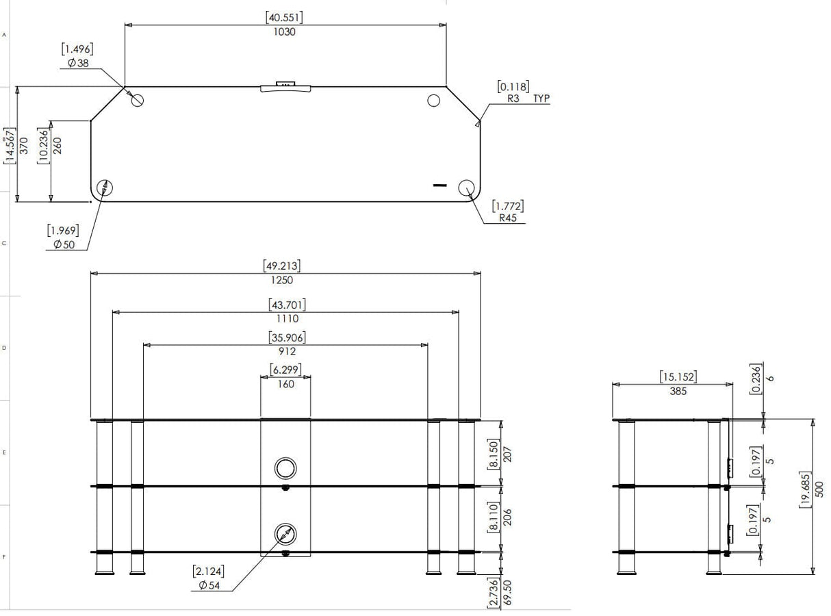 AVF SDC1250CMCC: Classic 1.25m Glass Corner TV Stand with Cable Management (Clear & Chrome)
