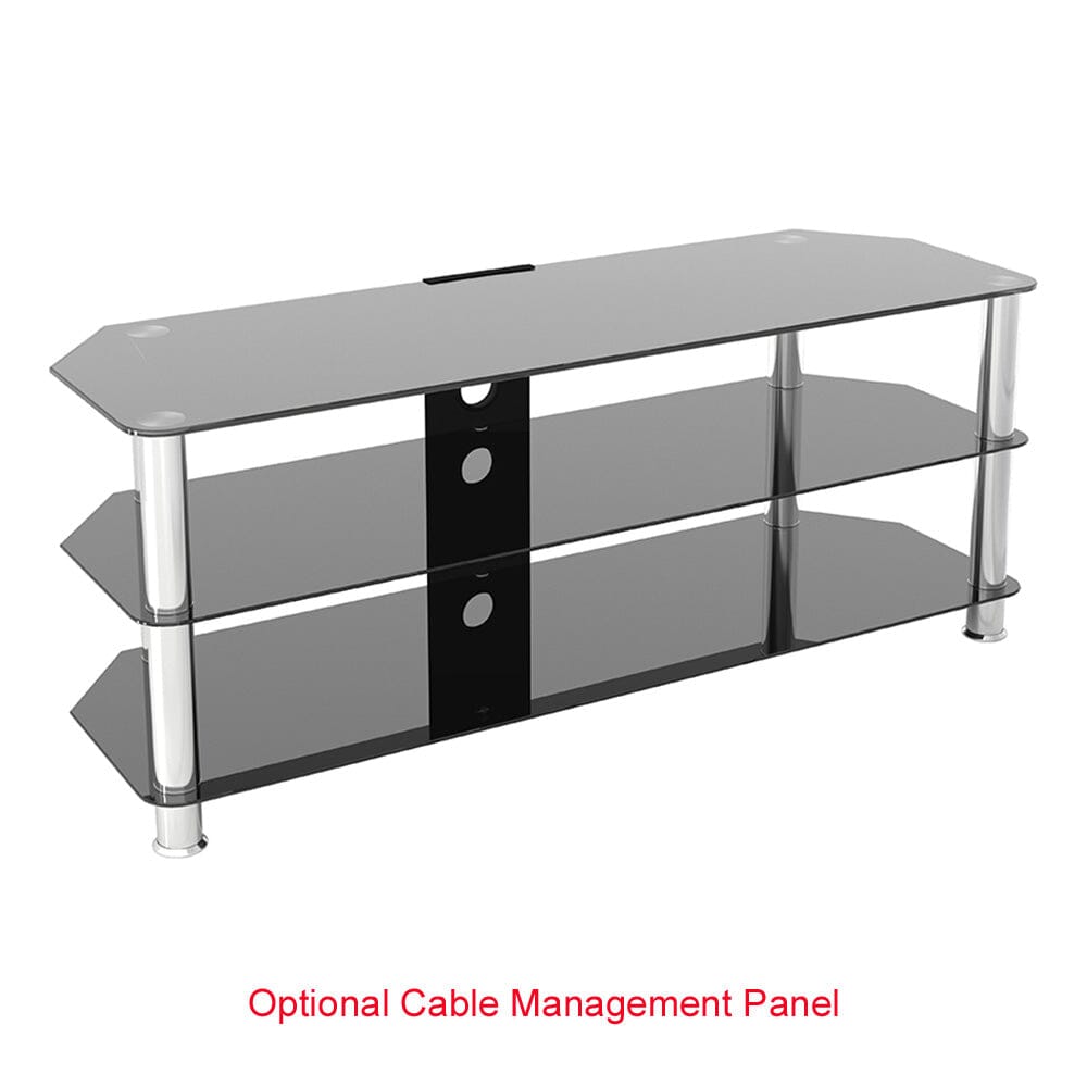 AVF Classic 1.25m Glass Corner TV Stand - Black & Chrome