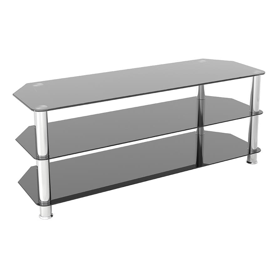 AVF Classic 1.25m Glass Corner TV Stand - Black & Chrome