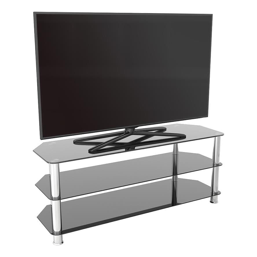 AVF Classic 1.25m Glass Corner TV Stand - Black & Chrome