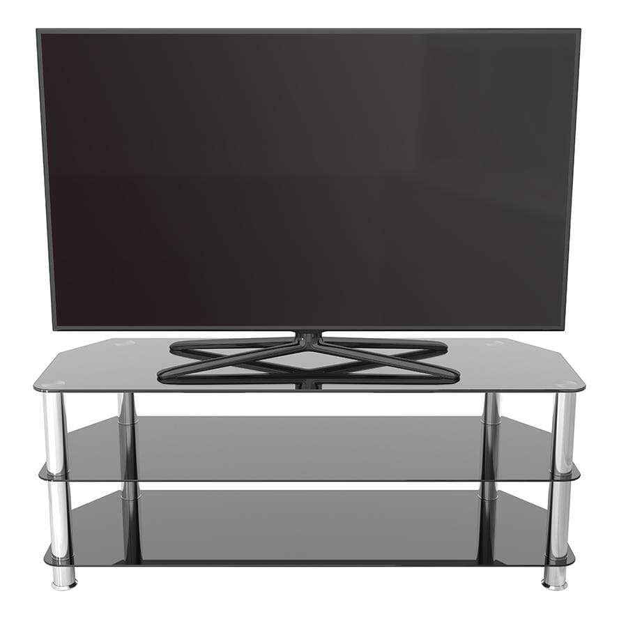 AVF Classic 1.25m Glass Corner TV Stand - Black & Chrome