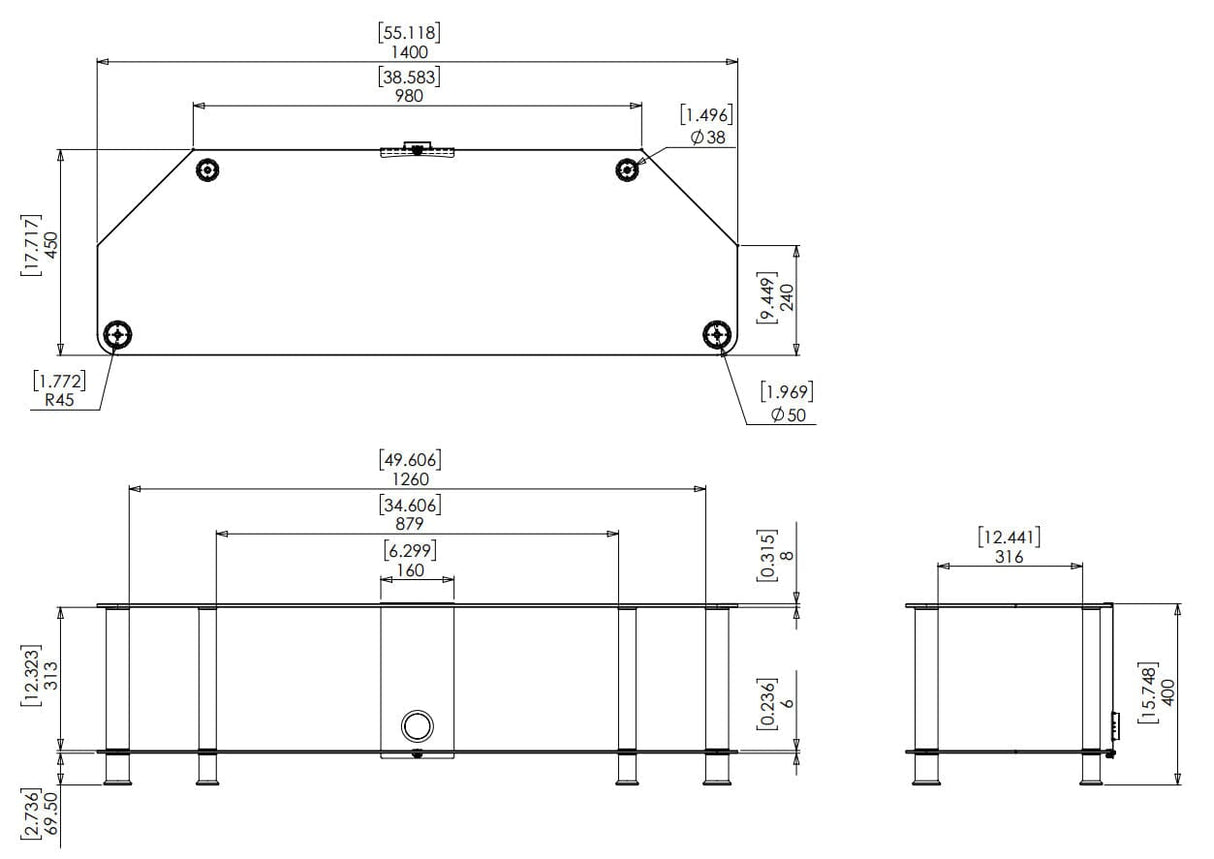 AVF SDC1400CMBB: Classic 1.4m Glass Corner TV Stand with Cable Management (Black)