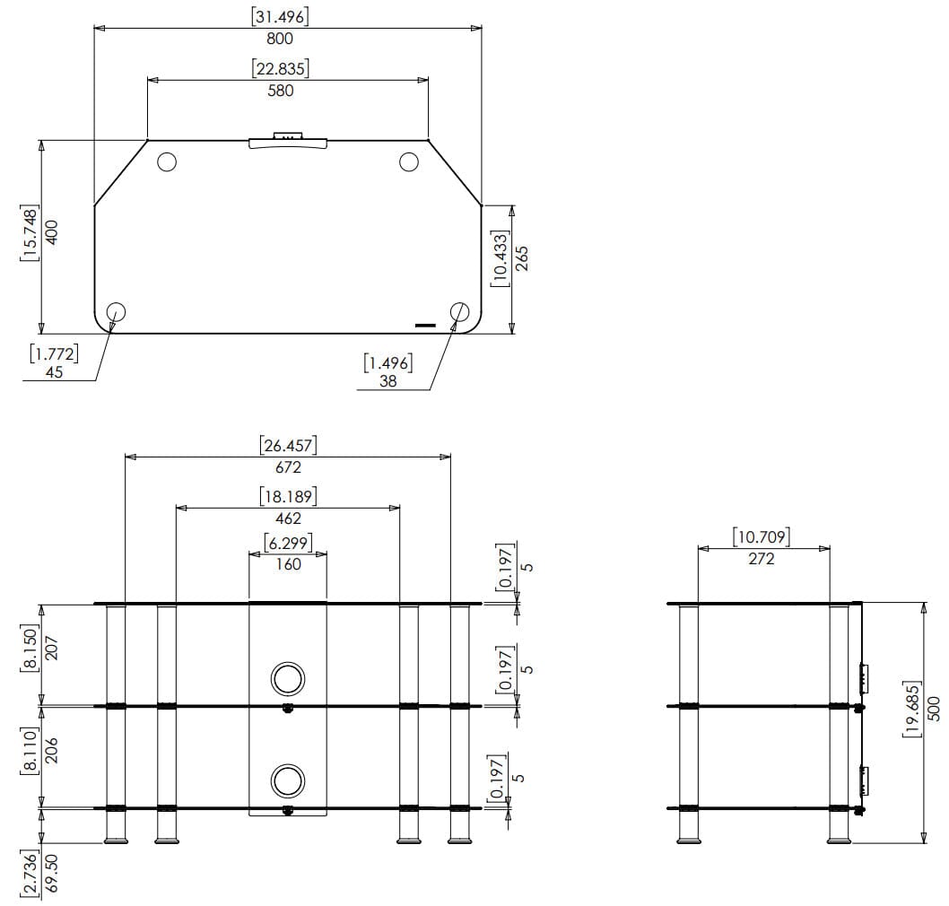 AVF SDC800 Classic 80cm Wide TV Stand with Cable Management