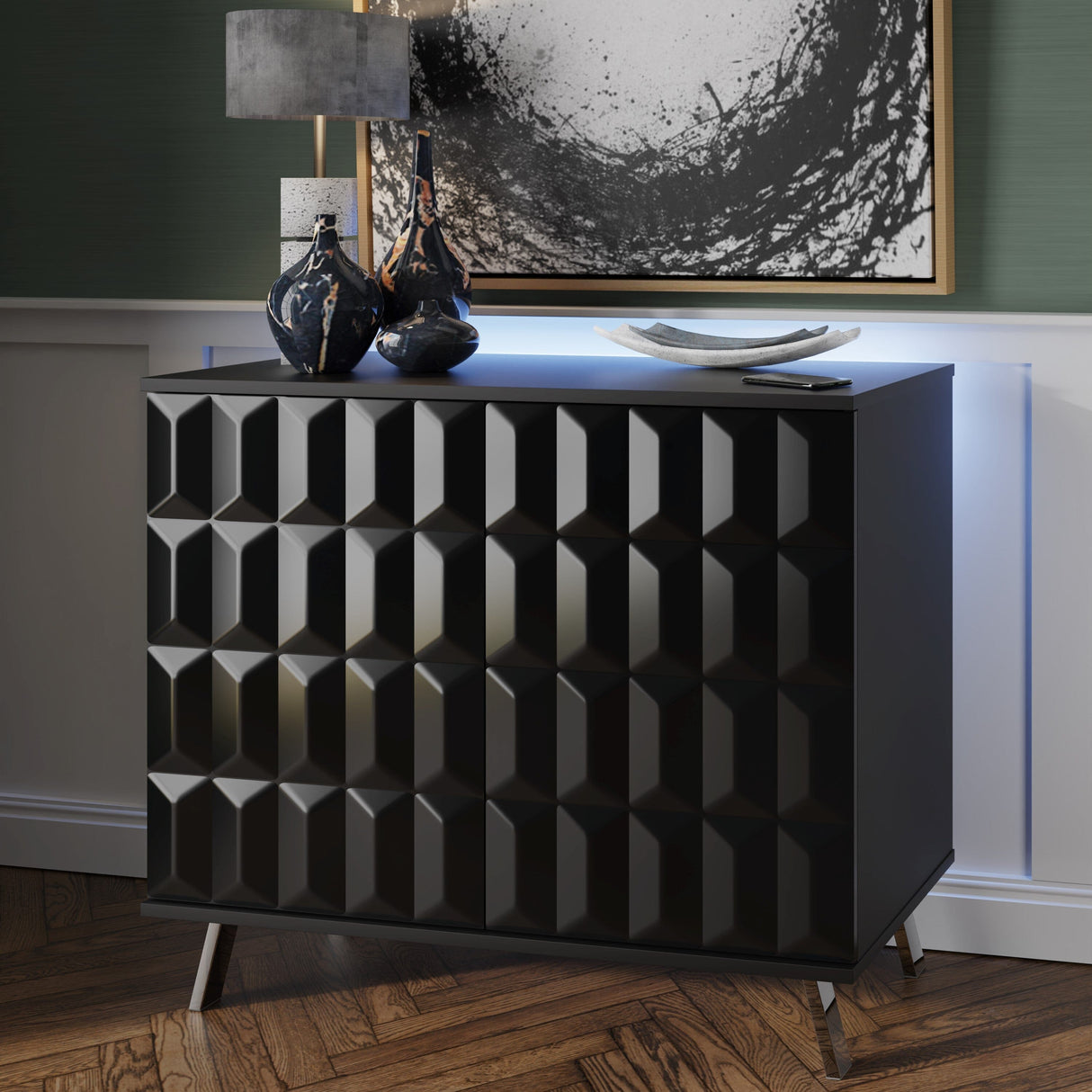 Frank Olsen Elevate Black Small Sideboard with Mood Lighting