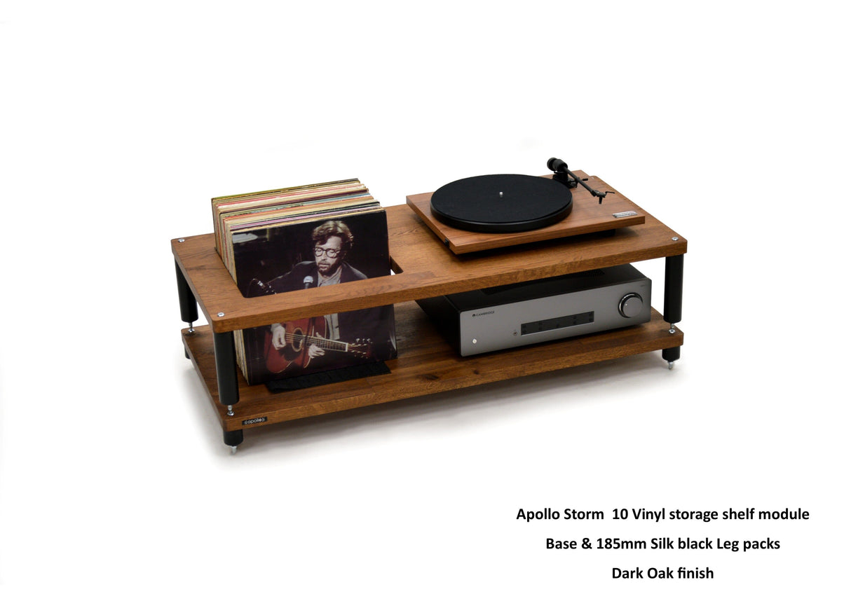 Apollo Storm 10 Dark Oak Vinyl Storage Rack with Black Legs